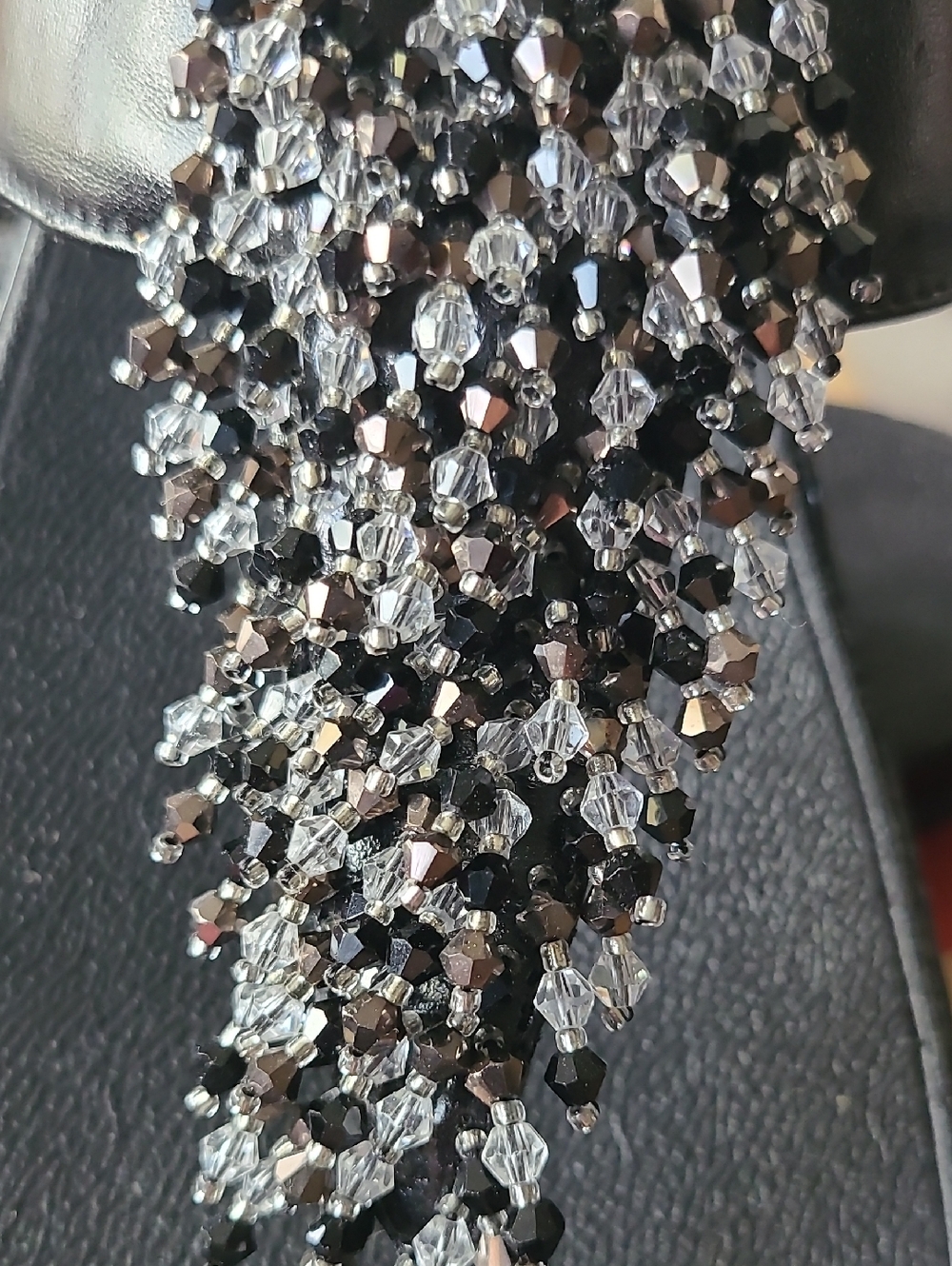 FITFLOP Black Beaded Thong Wedge Sandals - Women's Dress Flip Flops Size 9 - Picture 4 of 10